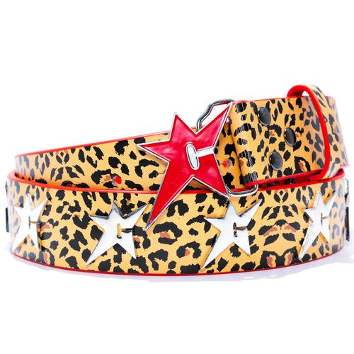 Riveted Leather Belt-Cheetah
