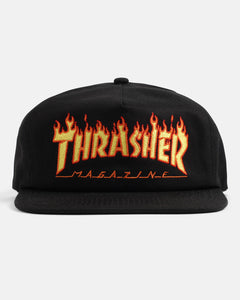 Flame Embroidered Hat Black