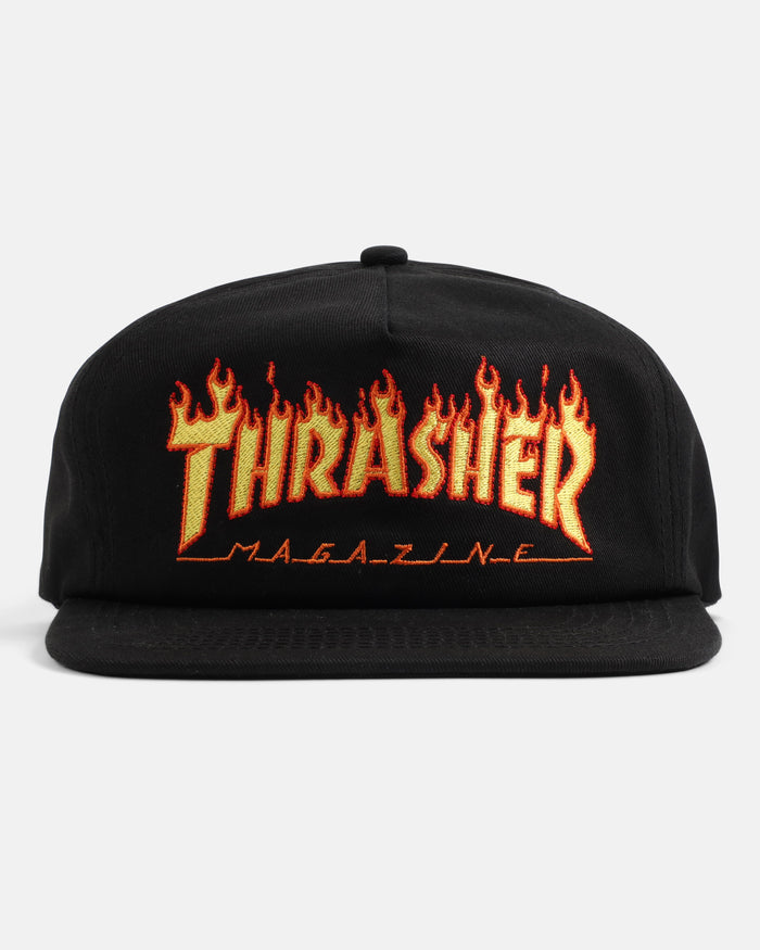 Flame Embroidered Hat Black
