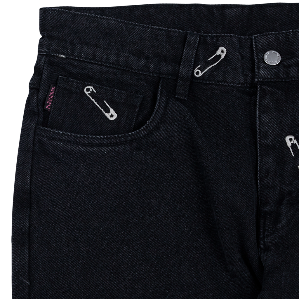 Safety Pin Embroidered Denim