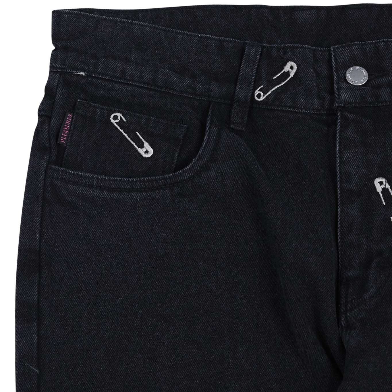 Safety Pin Embroidered Denim