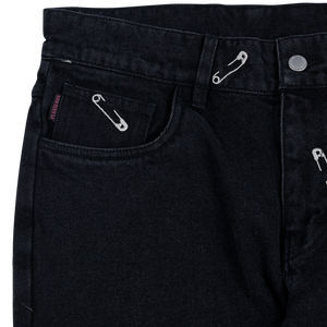 Safety Pin Embroidered Denim