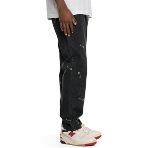 Safety Pin Embroidered Denim