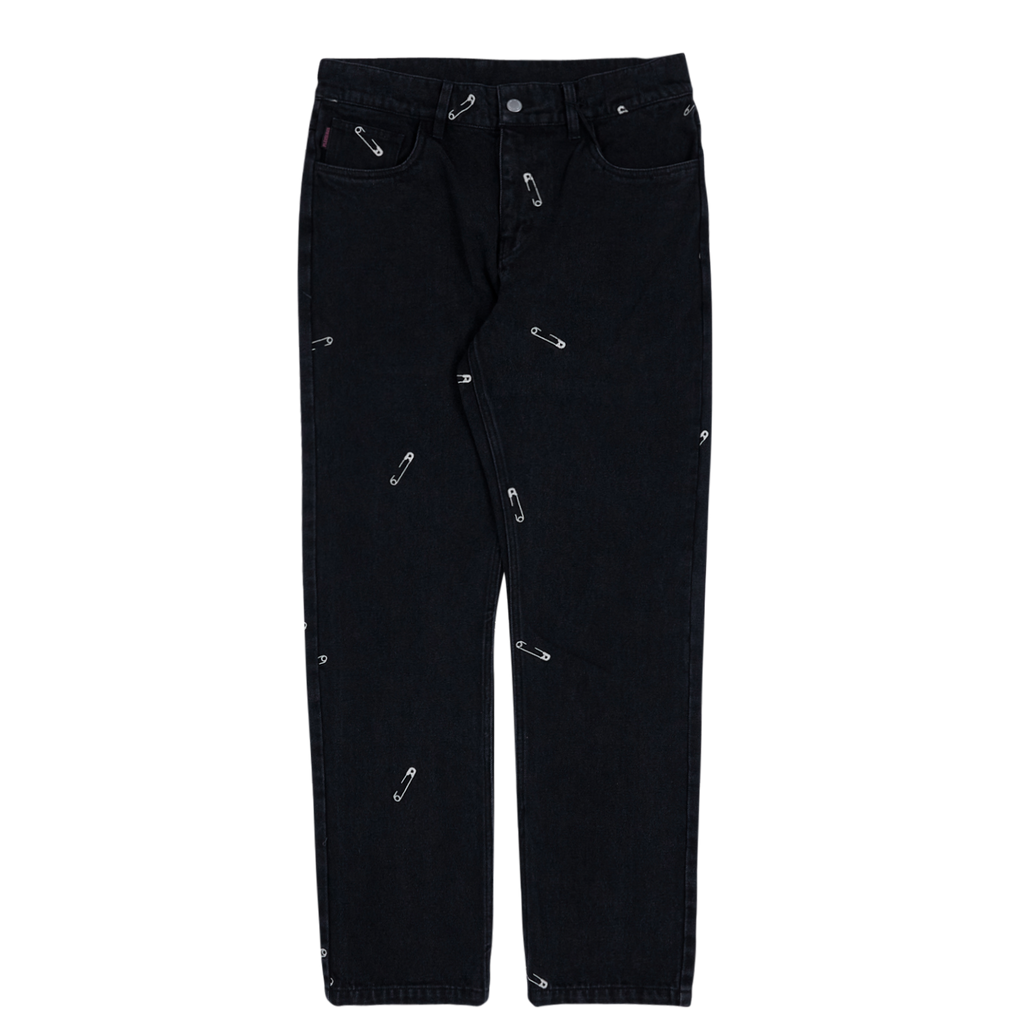 Safety Pin Embroidered Denim