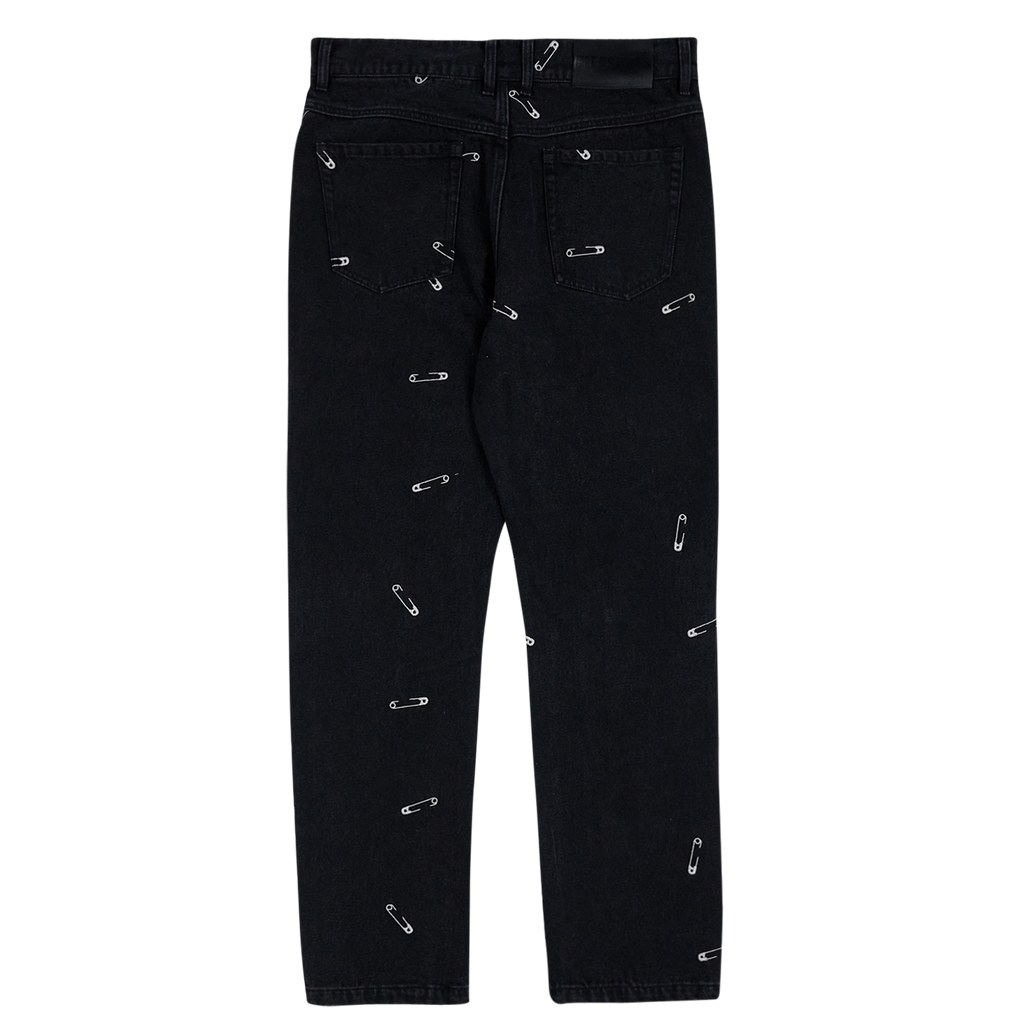 Safety Pin Embroidered Denim