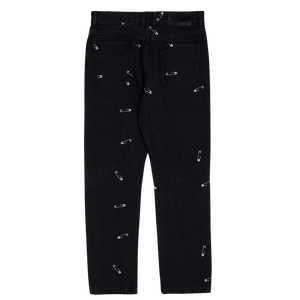 Safety Pin Embroidered Denim