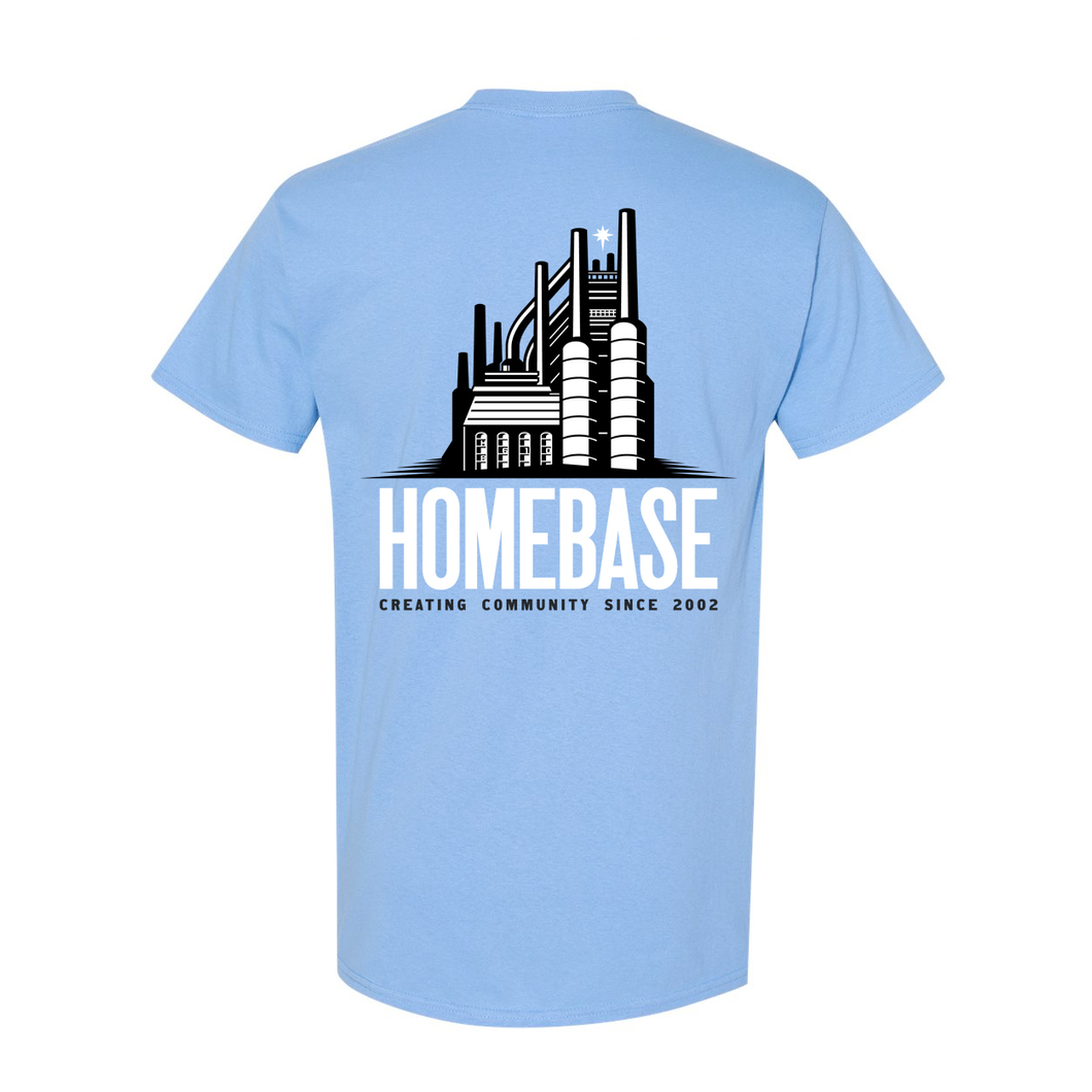 Steel Stacked T-Shirt, Carolina Blue